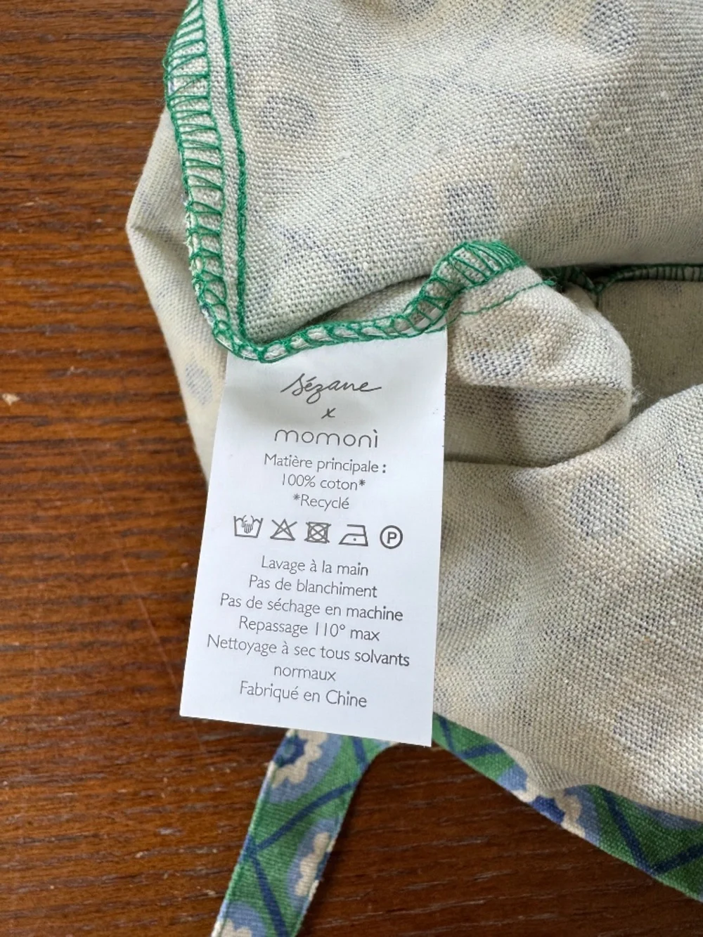 new limited edition Sézane x Momoni green floral tile print cotton canvas tote